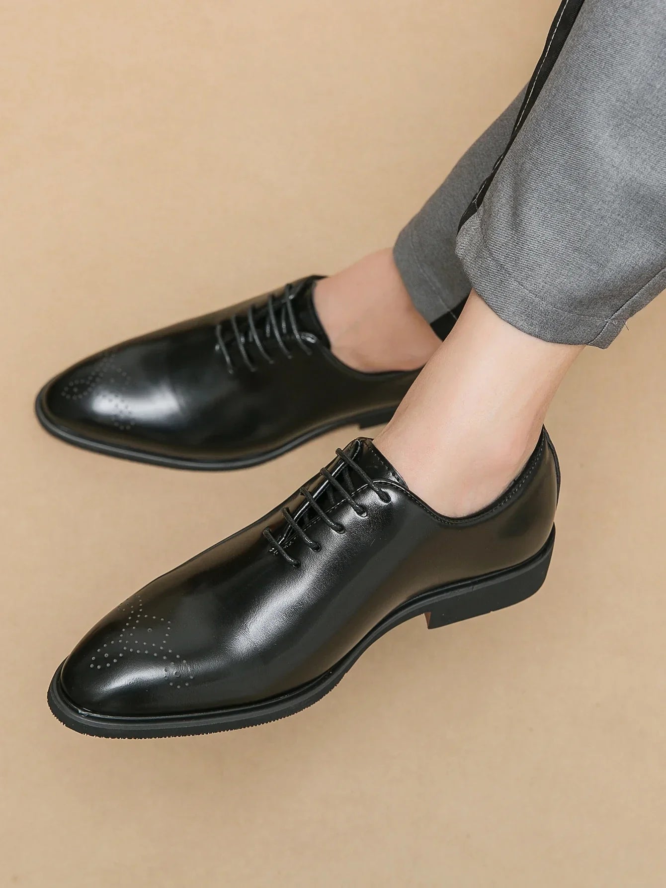 Men's Genuine Leather Dress Shoes Classic Oxford Soft Comfortable Lining Non-Slip Rubber Sole Business Office Formal Occasions