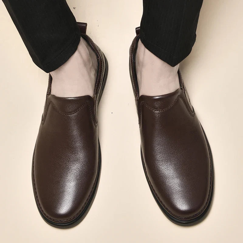 Genuine Leather for Men Business Shoes Stylish Male Comfortable Flats All-match Male Driving Shoes Classic Men Shoes for Wedding