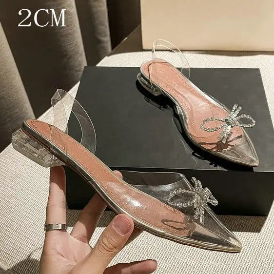 34-45 PVC Transparent Crystal Shoes 2026 Summer New Pointed Odd Heel Shoes Stiletto Ladies Sun Decoration Wild Fairy Shoes
