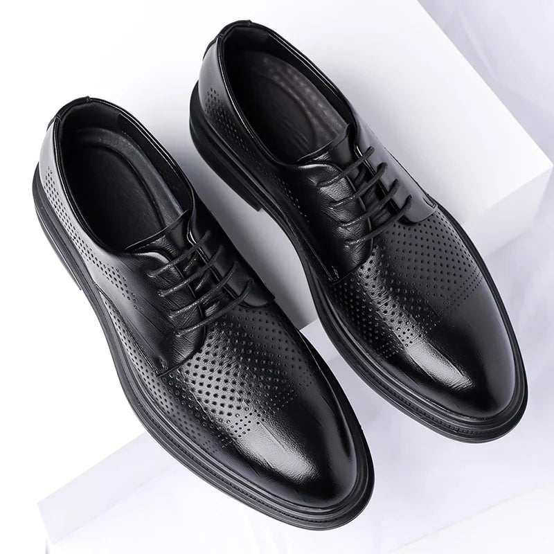 Men's Formal Leather Shoes Lace Up Breathable Non-slip Rubber Sole Lightweight Comfortable Dress Shoes Office & Special Occasion