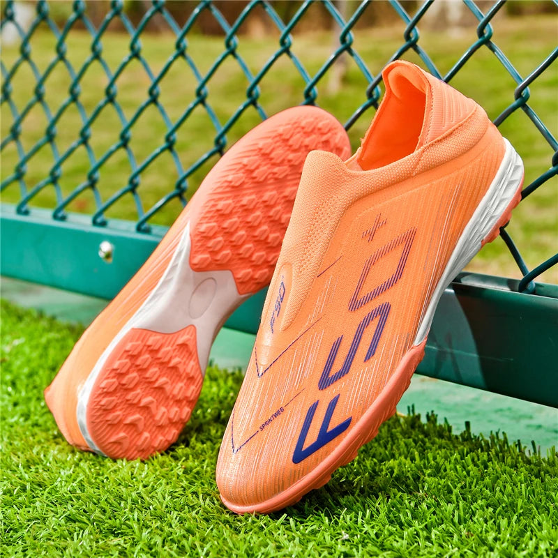 T36 Laceless Mens Soccer Shoes Boys F50 TF/FG Training Football Sneakers for Youth Turf Soccer Cleats Chuteira Campo 35-45