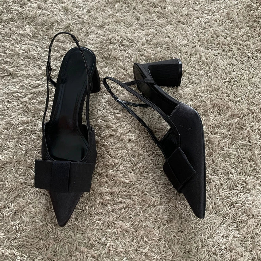 Butterfly-knot Design Heeled Sandals Women 2025 Fashion Elegant Dress Shoes Female Pointed Toe Pumps Women Slingback High Heels