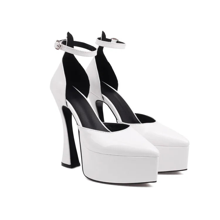 2025 Spring/Summer Women's New 15cm Thick High Heel Sandals Platform Pointed Banquet Wedding Women's Large Single Shoes