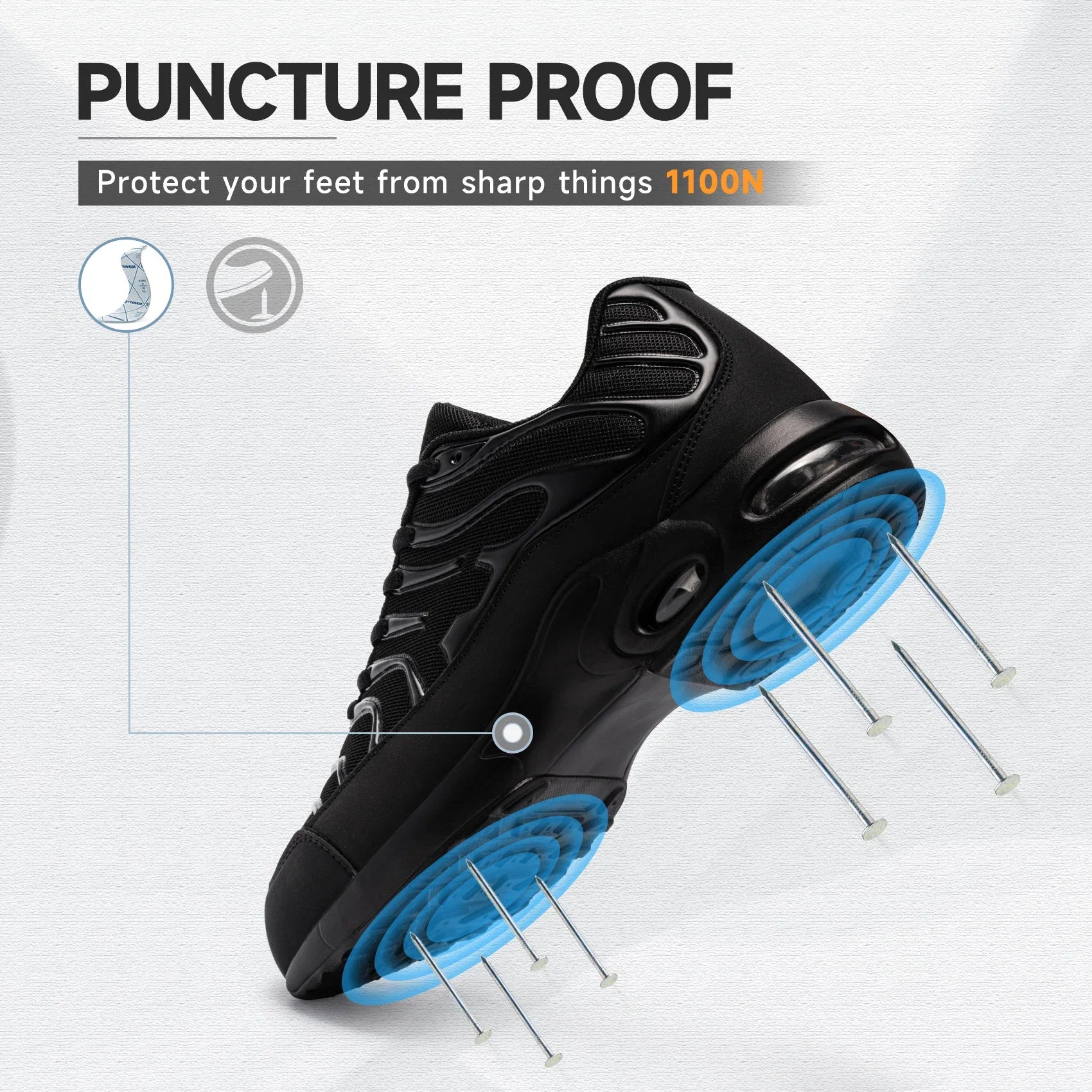 Men's Safety Shoes Air Cushion Steel Toe Work Sneakers Breatherable Anti-smash Anti-puncture Work Shoes