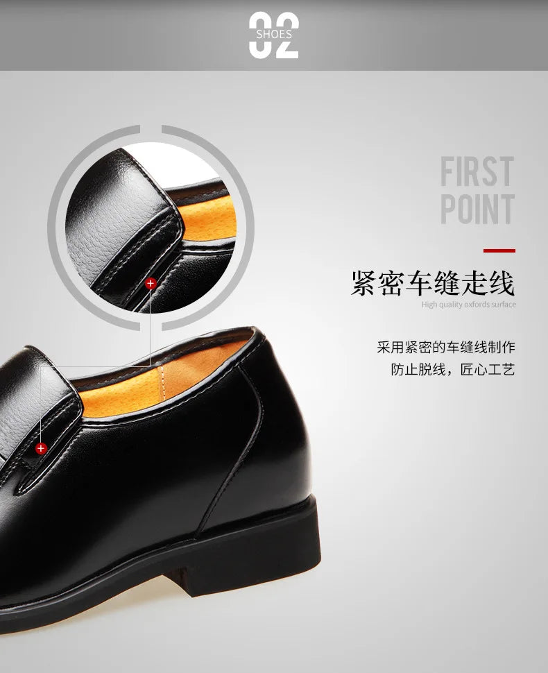 Autumn Increased 6 Cm Men Formal Shoes Hidden Heel Men's Wedding Oxfords Heighten Tall Male Dress Leather Footwear