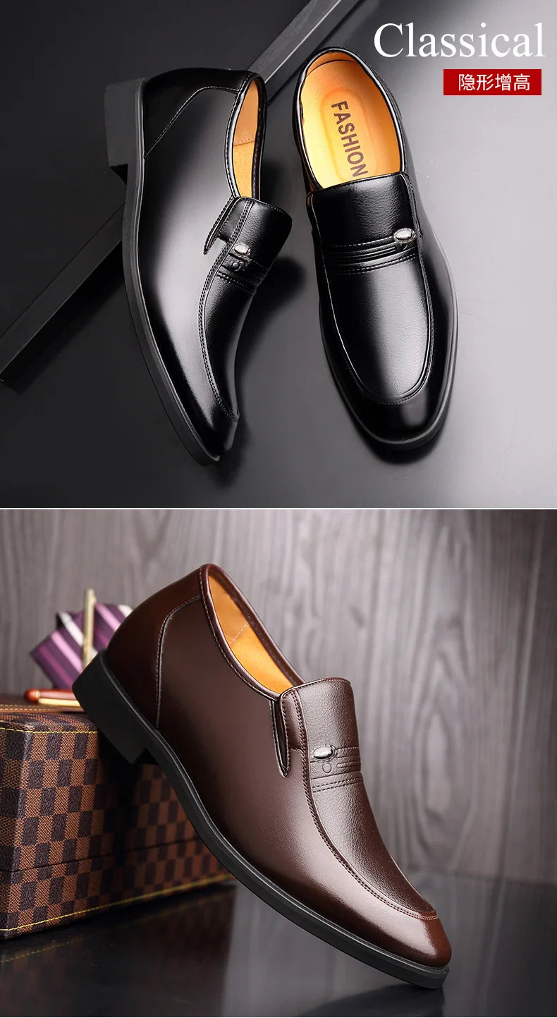 Autumn Increased 6 Cm Men Formal Shoes Hidden Heel Men's Wedding Oxfords Heighten Tall Male Dress Leather Footwear