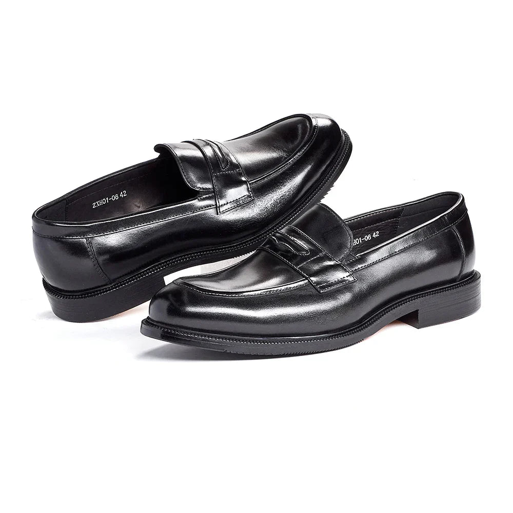 Men's Formal Leather Shoes British Style Oxford Loafers Round Toe Breathable Non-Slip Business Dress Wedding Office Casual Shoes