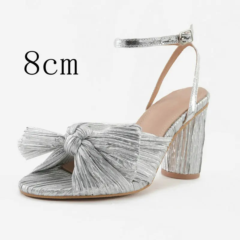 2026 Fashion Women Sandals with Thick Bow Fairy Silk Sandals Retro Fairy Shoes Lady Zapatos Super-high Heel