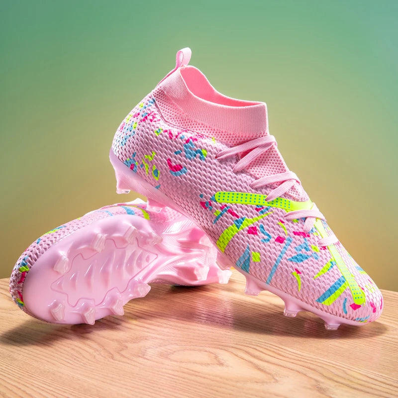 Men's High Ankle Football Boots Turf Soccer Cleats Breathable Non-slip Training Match Sneakers Outdoor Sports TF Soccer Shoes