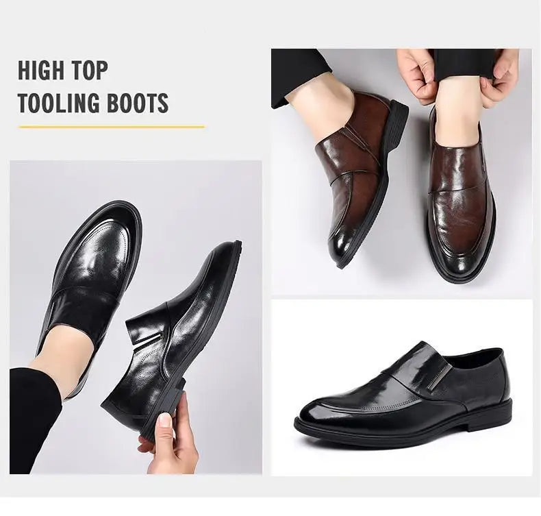 Luxury Brand Men Leather Formal Business Shoes Male Office Work Flat Shoes Oxford Breathable Party Wedding Anniversary Shoes