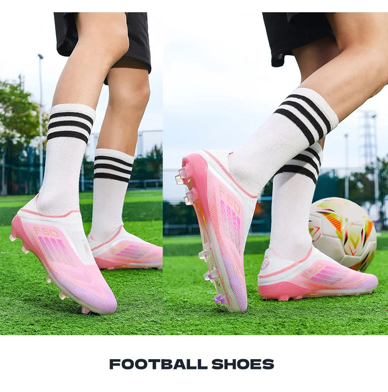 New Men Football Boots Training Soccer Shoes Match Adult Cleats Outdoor Sport Boys Breathable Non Slip Long Spikes Comfortable