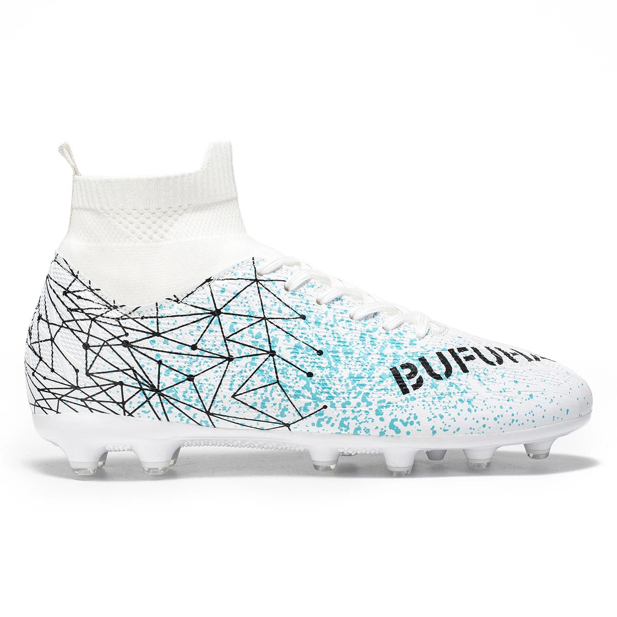 AG FG Long Studs Soccer Shoes PU Fabric Blend Upper TPU Tough Sole Strong Grip Wear Resistant for Men Women Youth Matches