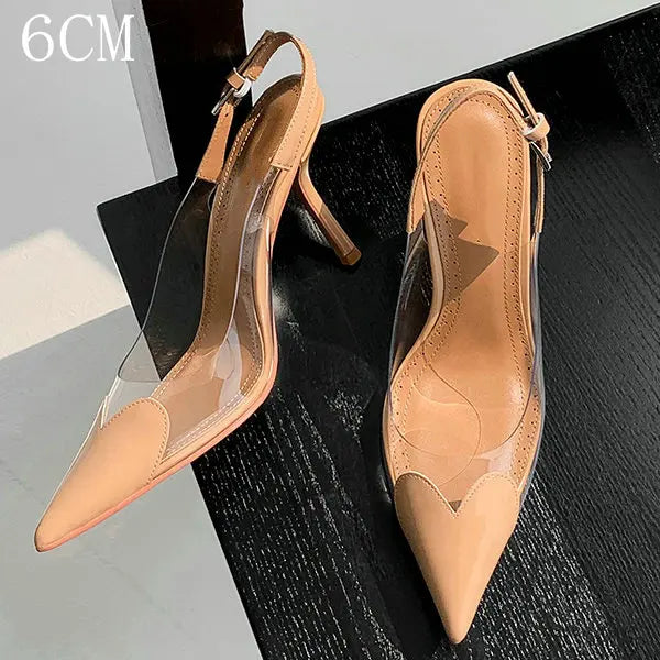 Fashion Heart Design Women Pumps Sexy Pointed Toe Clear High Heels Wedding Prom Shoes PVC Transparent Sandals Party Pumps