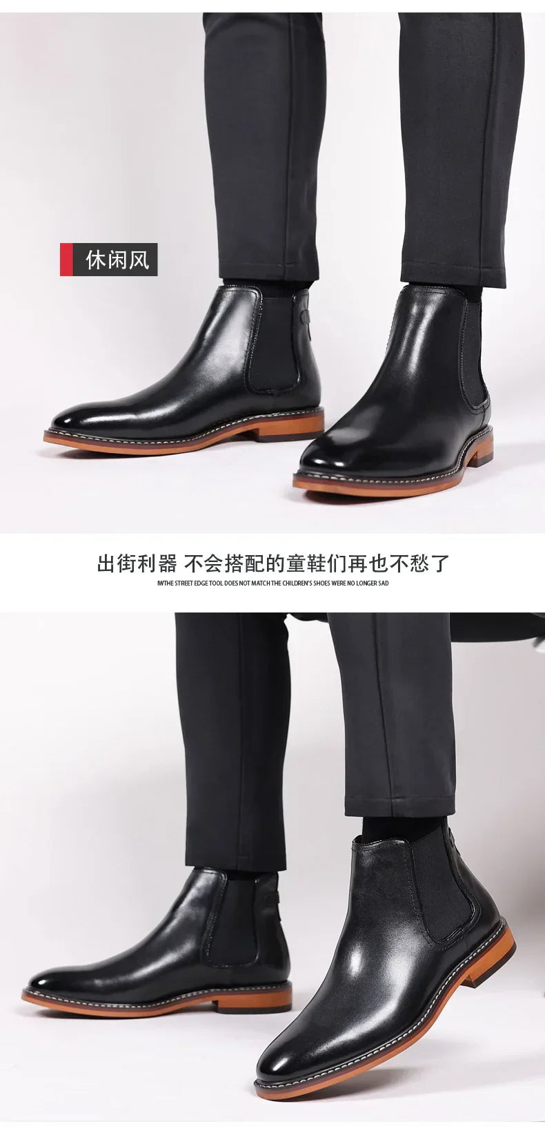 Brand Men's Chelsea Boots Genuine Cow Leather Handmade Boot Shoes Work Shoes For Formal Dress Wedding Business Party New