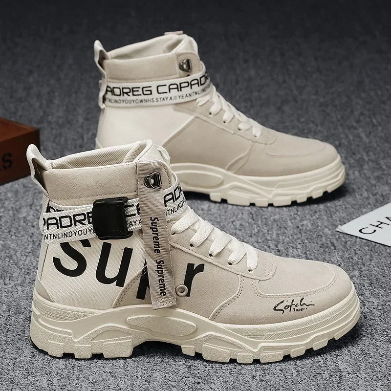 Men Boots 2026 New Versatile in Summer Round Toe High Top Leather Boots Man Sports Boots Men's Shoes