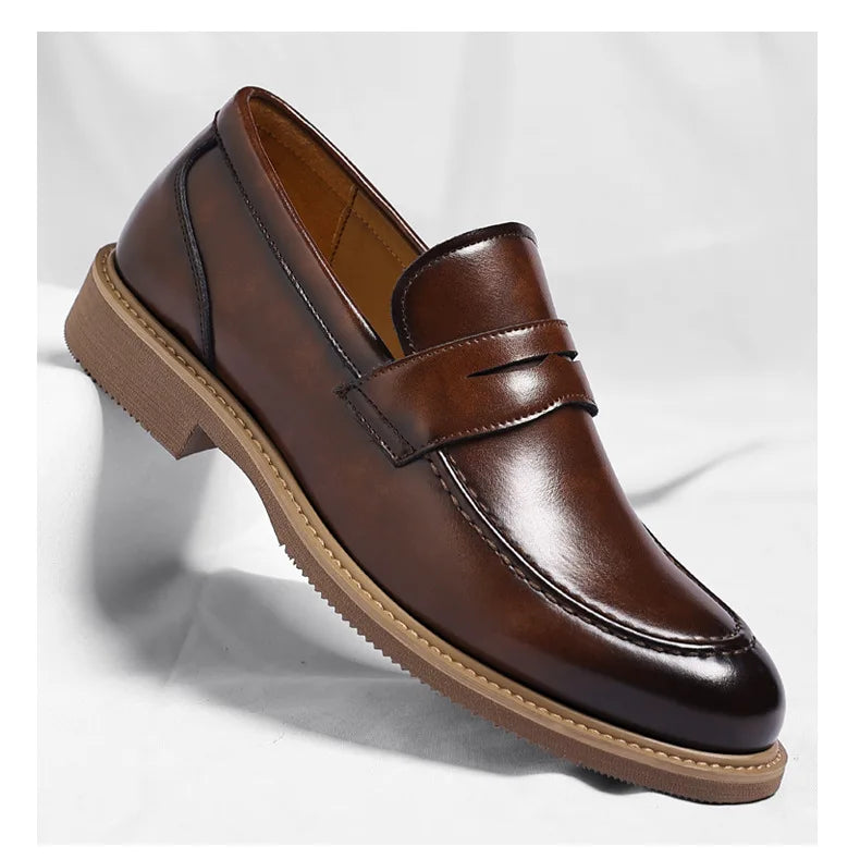 British Style Business Casual Shoes for Man Spring Autumn New Designer Leather Shoes Male Solid Color Men's Dress Elegant Shoe