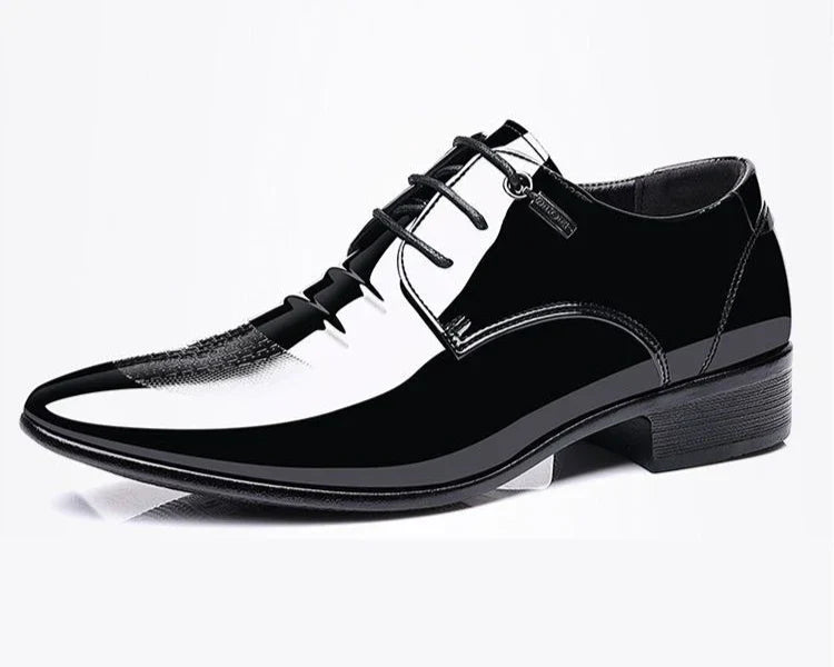 Patent Leather Black Lace Up Pointed Toe Men's Formal Shoes 2025 Style Low Price Office Luxury Designer 39 Suit Social Shoe Male