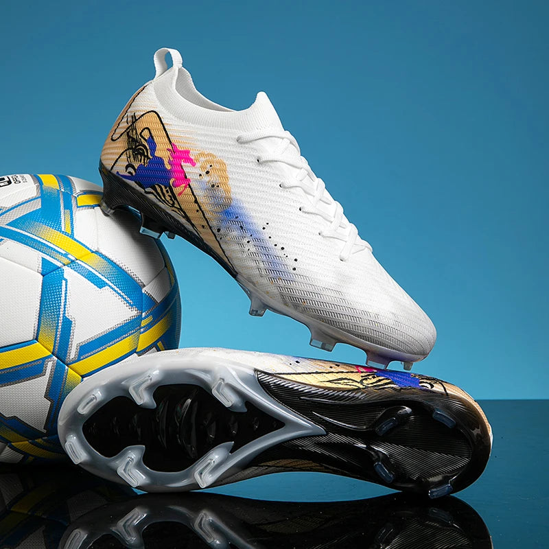 New Men Football Boots Match Ultralight Soccer Cleats FG Non-Slip Training Shoes Soccer Shoes Long Spikes Outdoor Drop Shipping