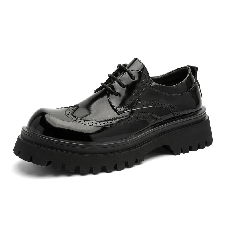 Brand Man Shoes Formal Green Glossy Leather Shoes for Men Lace Up Oxfords for Male Wedding Party Office Business Casual Shoe Men
