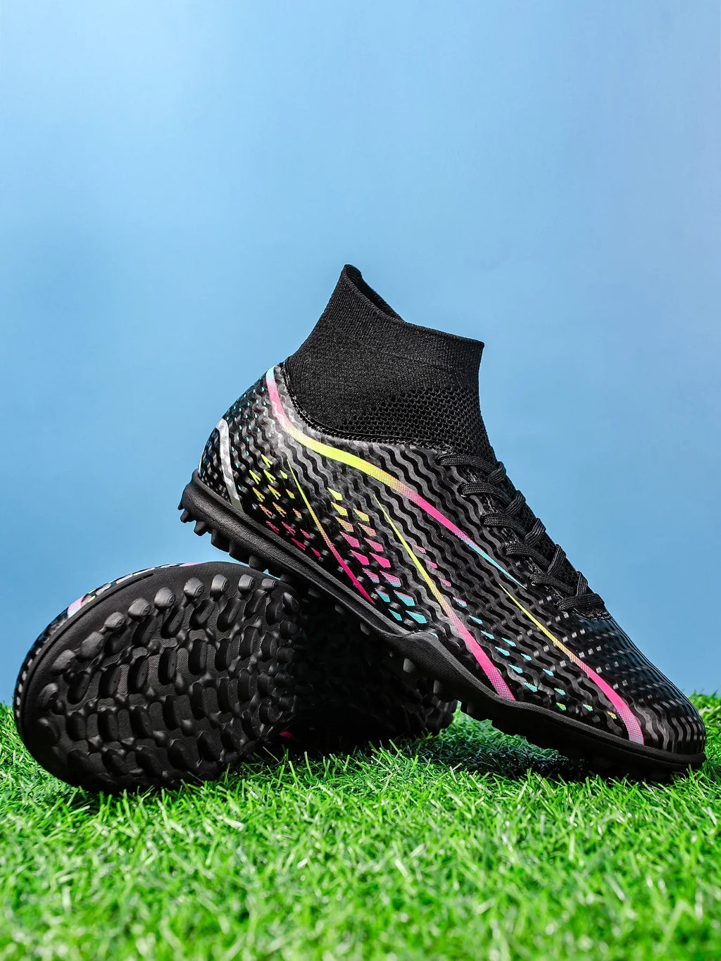 Classic TF Turf football shoes PU Fabric Comfort Upper Rubber Abrasion Resistant Sole Unisex Kids Sports Sneakers