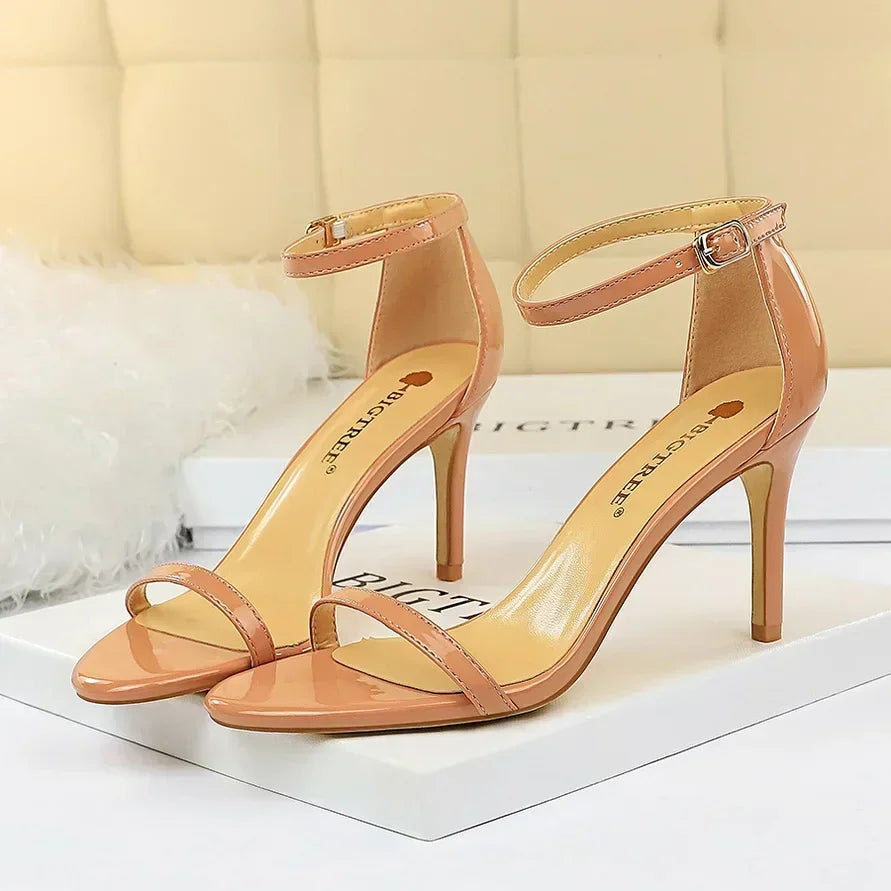 Women Gladiator Stiletto Classic Ankle Strap Holiday Beach Sandals Lady Fashion Suede 8cm 11cm High Heels Sexy Red Brown Sandles