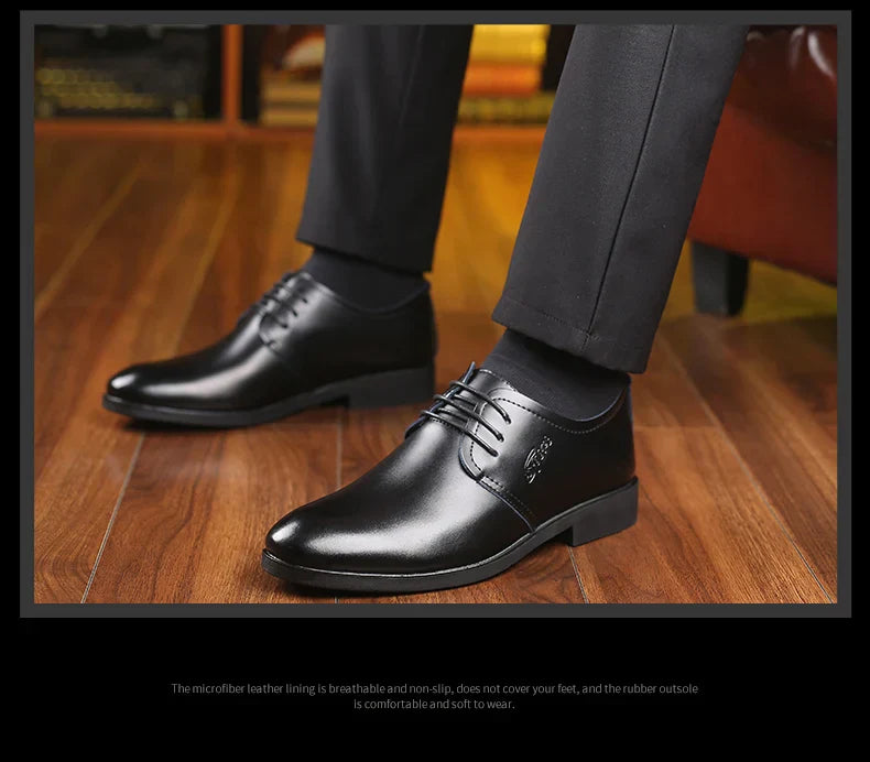 Men's Shoes Black Leather Formal Shoes for Men Oxfords Male Wedding Party Office Business Shoe Man zapatos de hombre Plus Size
