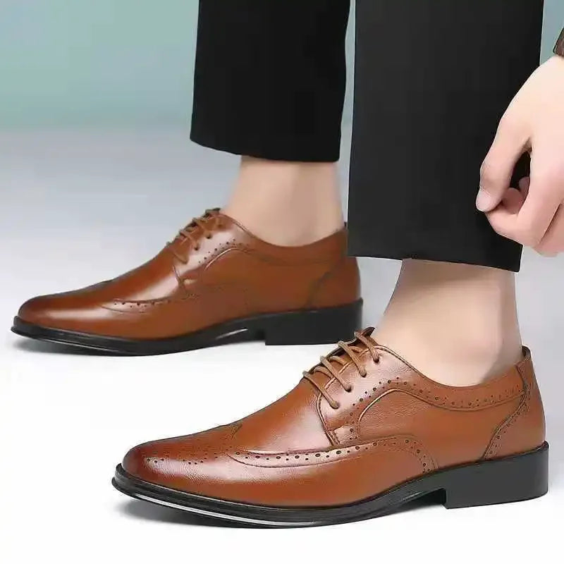Social Shoe Male Breathable In Summer Official New Pointed Toe Men's Formal Shoes Cheap Liquidation Gentleman Legitimate Leather