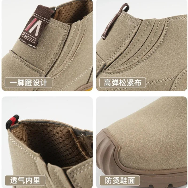 Indestructible Men Steel Toe Work Boots Autumn New Waterproof Wear-resistant Safety Shoes Men High Top Ankle Boots Hombre 36-46