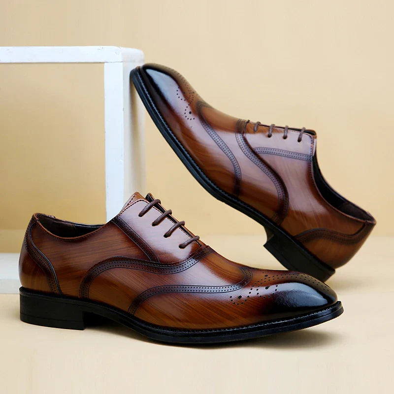 Luxury Brand Men's Glossy Leather Shoes Classic Brogue Shoes Lace Up Men's Office High-quality Business Shoes Big Size：38-48
