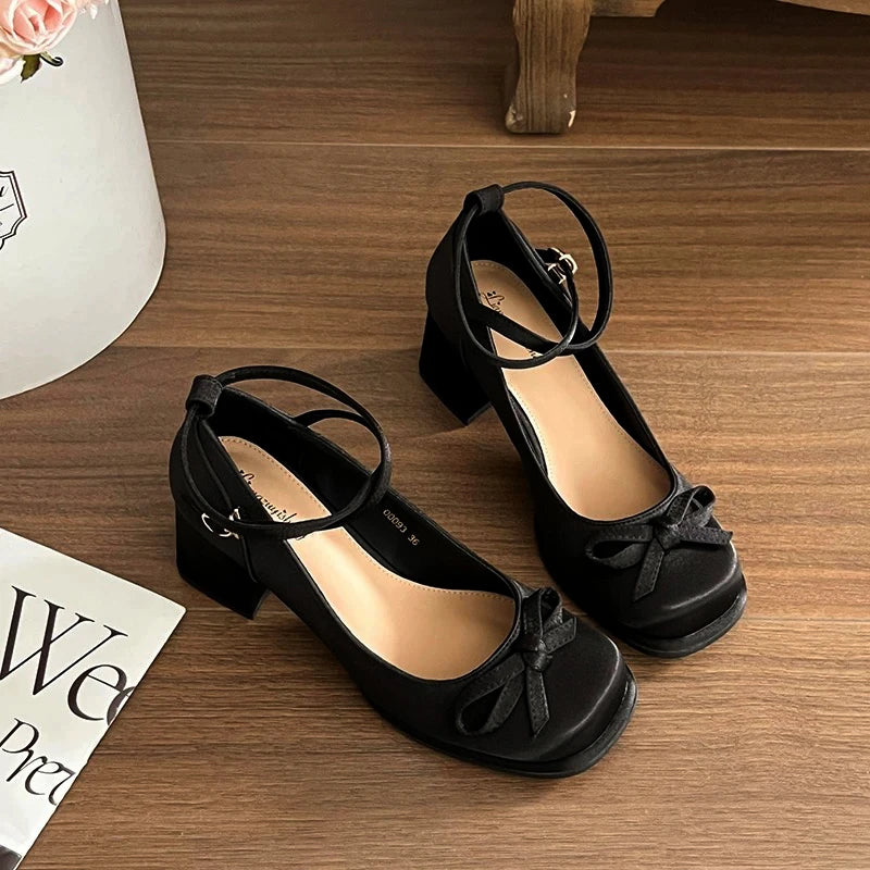 Block Heel High Heels Women's French Platform 2025 Gentle Ballet Shoes