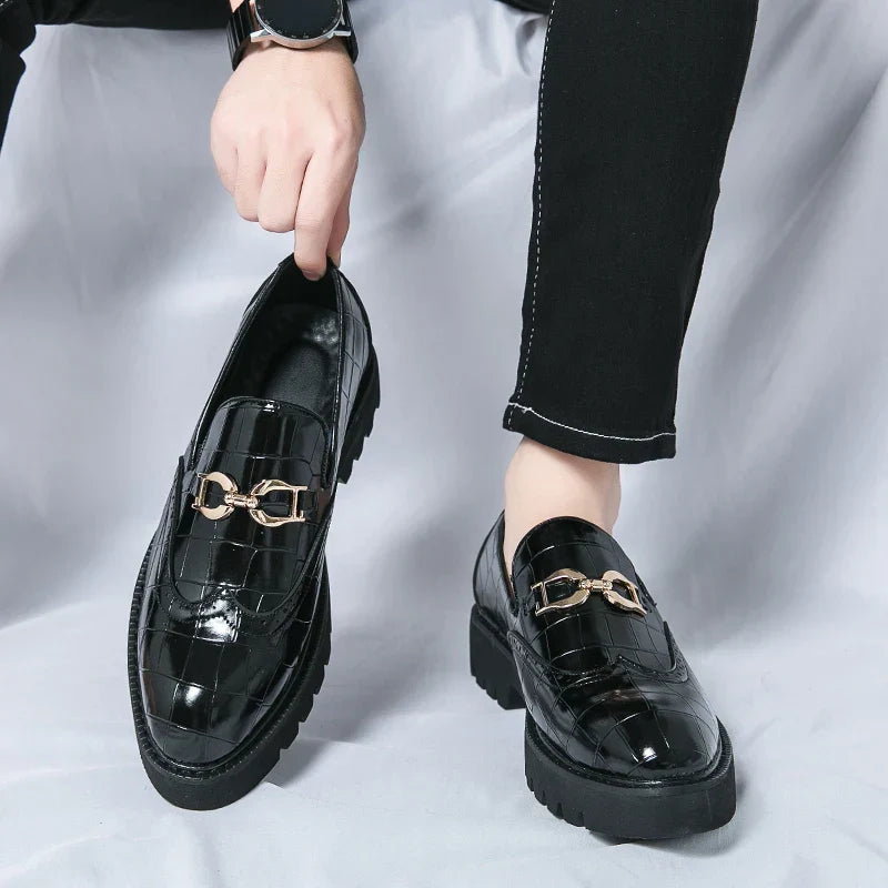 Trendy Brand Green Brogue Shoes Men's Leather Business Shoes Groom's Wedding Men's Loafers British Style Dress Shoes Men