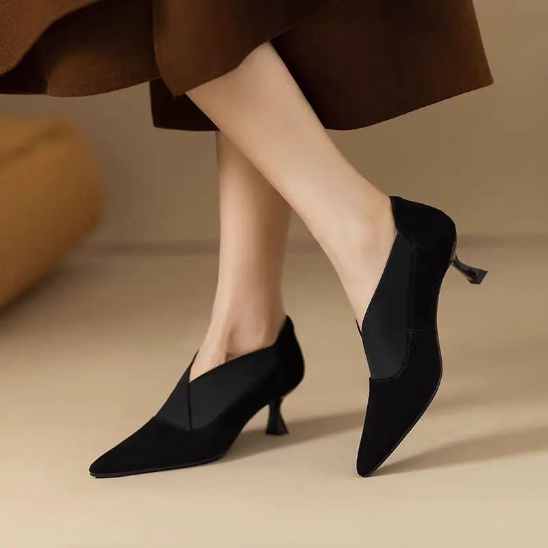 Spring/ Autumn New Comfortable Stiletto Women's Shoes Suede Party Women's Shoes Fashion Pointed Toe High Heels Zapatos De Mujer