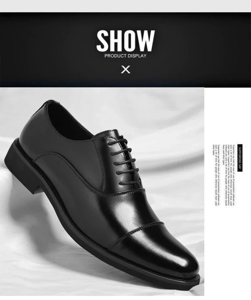 Mens Brown Gradient Leather Cap Toe Oxford Dress Shoes Lace Up Formal Business Office Work Daily Wear Comfortable Non Slip Shoes