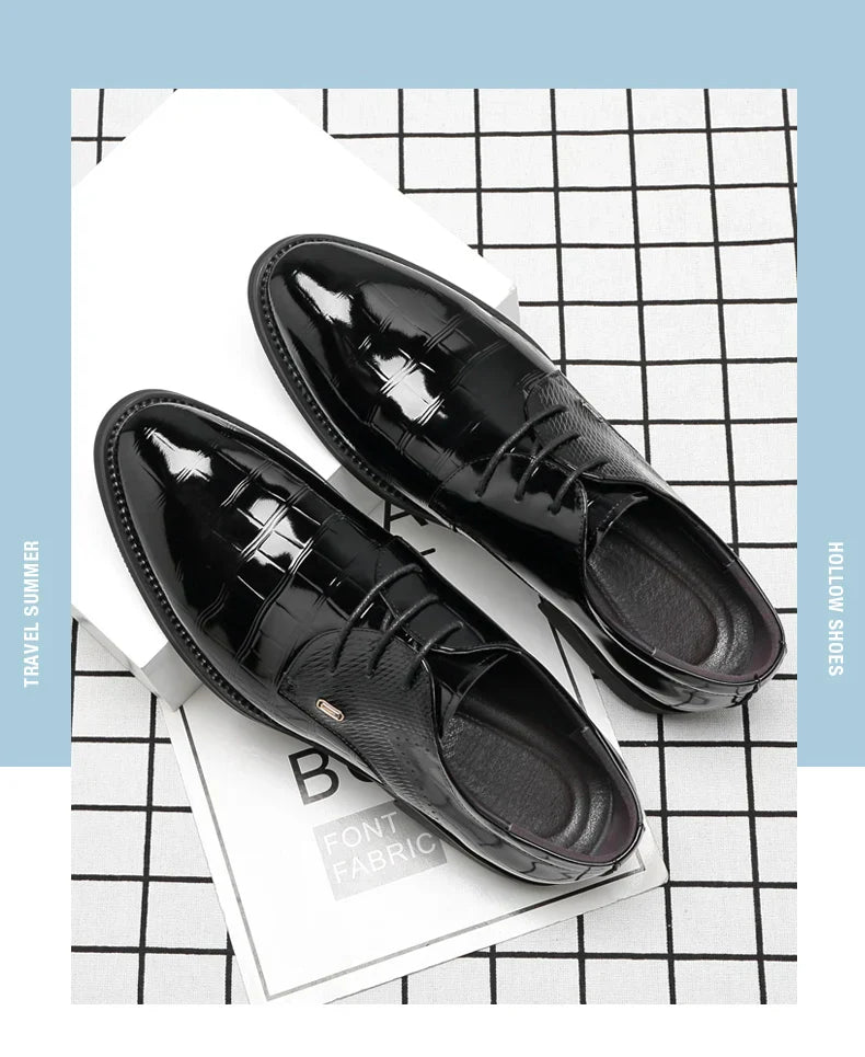 Mens Elevator Shoes 6/8CM Height Increase Invisible Hidden Formal Oxford Derby Leather Dress Shoes for Wedding Business Lace Up
