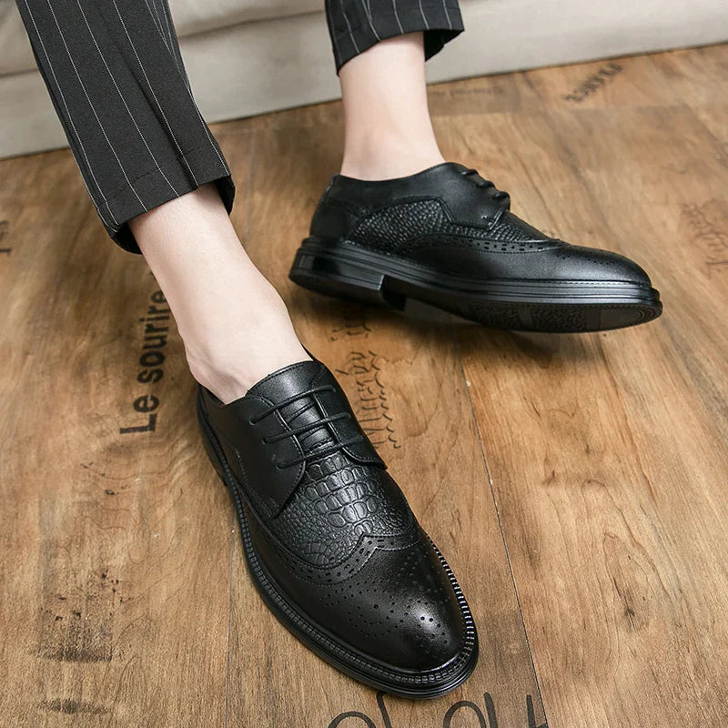 Designer Business Oxfords Formal Wedding Mens Derby Italian Original Crocodile Leather Dress Office Loafers Casual Shoes for Men