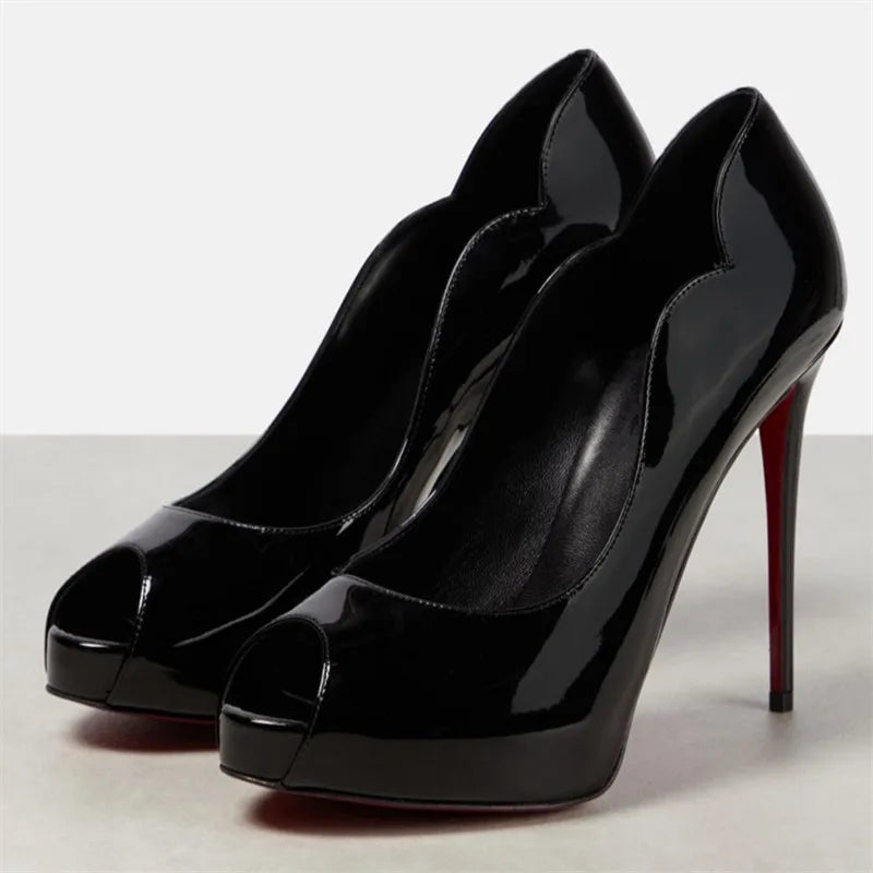 Women Spring Peep Toe High Heels Shoes for Woman's Shallow Pointed Toe Solid Color Platform Pumps Sexy Ladies Party Wedding Shoe