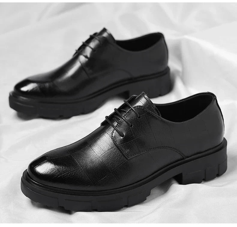 8-10cm Height Increasing Shoes for Men Platform Breathable Lift Casual Inside High Shoes Business Dress Elevator Leather Shoes