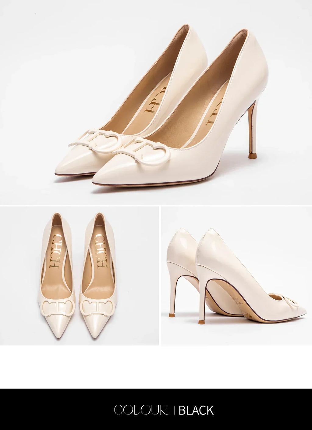 Women's High Heels New Pointed Metal Buckle Party Carnival Women's Shoes 9cm