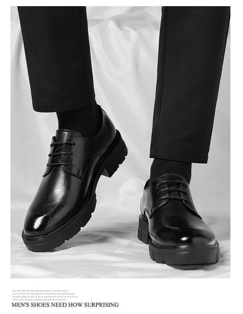 8-10cm Height Increasing Shoes for Men Platform Breathable Lift Casual Inside High Shoes Business Dress Elevator Leather Shoes