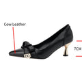 Dilalula 2025 French Style Genuine Leather Sandals Women Covered Toe Butterfly Knot Party Dating Sandals Office Ladies Pumps