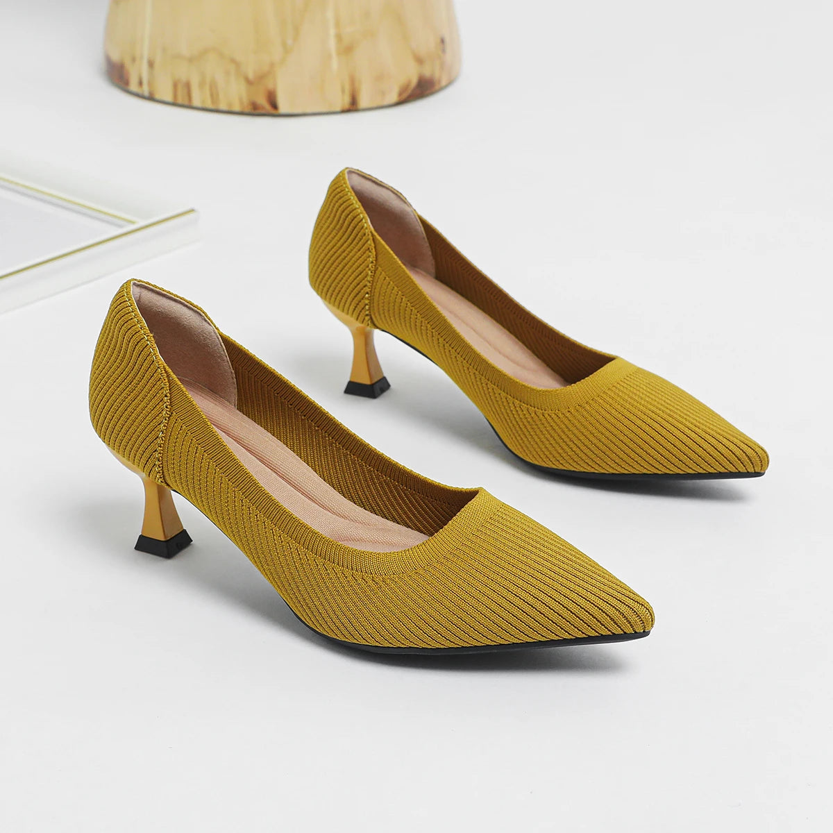 Women's High Heels Fashion Pattern Soft Knitted Comfortable Breathable Shoes 2026 New (6cm High)