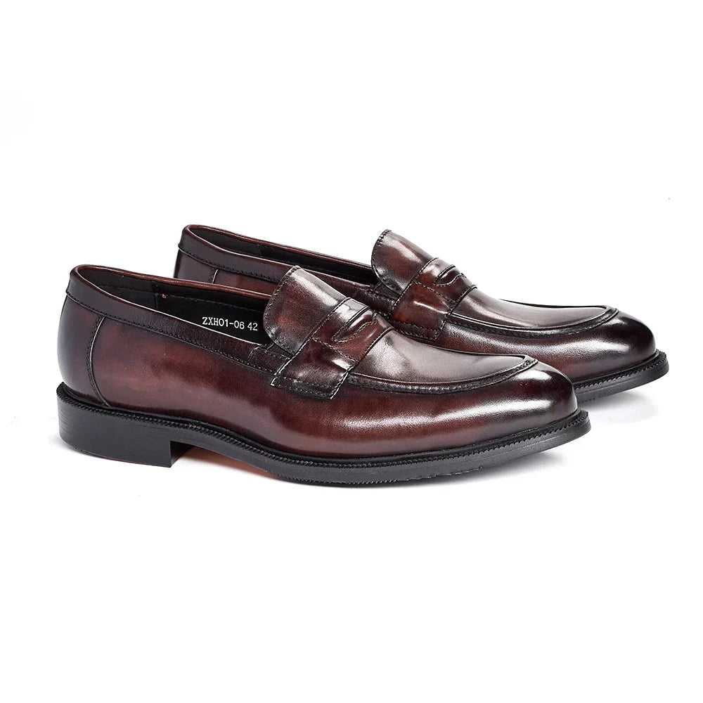 Men's Formal Leather Shoes British Style Oxford Loafers Round Toe Breathable Non-Slip Business Dress Wedding Office Casual Shoes