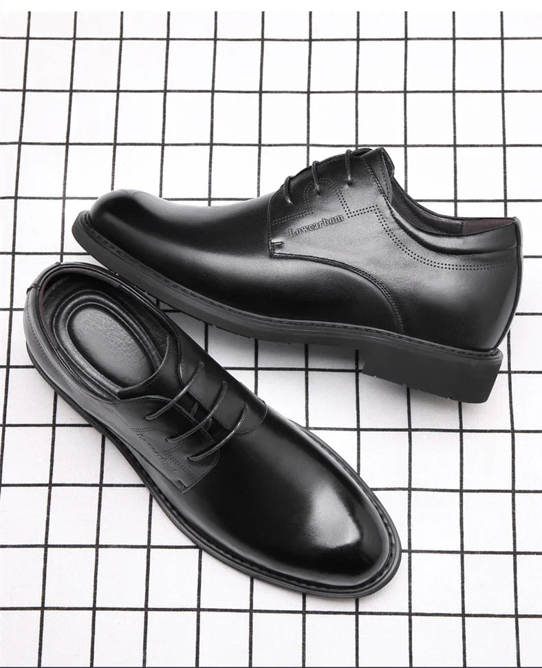 Men Business Elevator Shoes Real Cowhide Invisible Height Increasing Shoes with 3/6/8CM Height Boost Breathable Comfortable