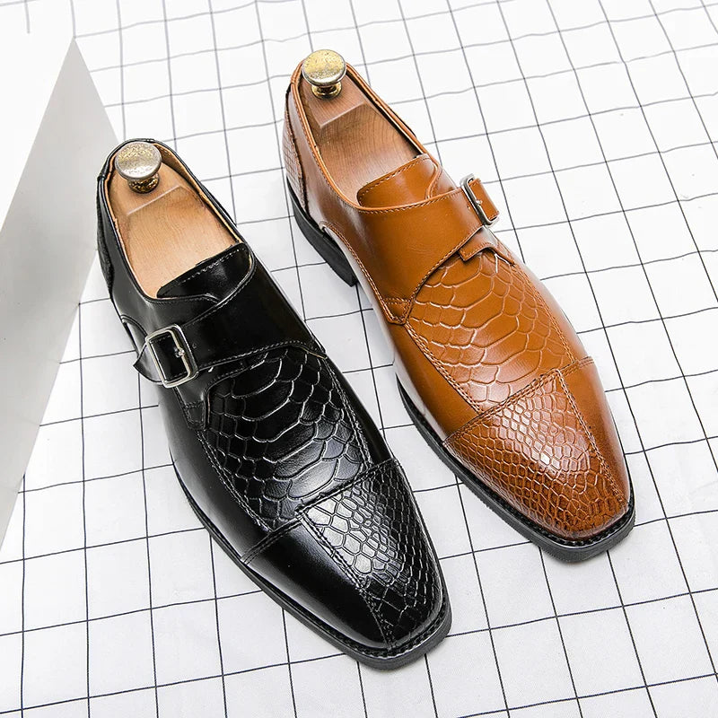 Leather Designer Brand Monks Snake Luxury Men Casual Office Business Man Loafers Mens Moccasins Driving Wedding Dress Male Shoes