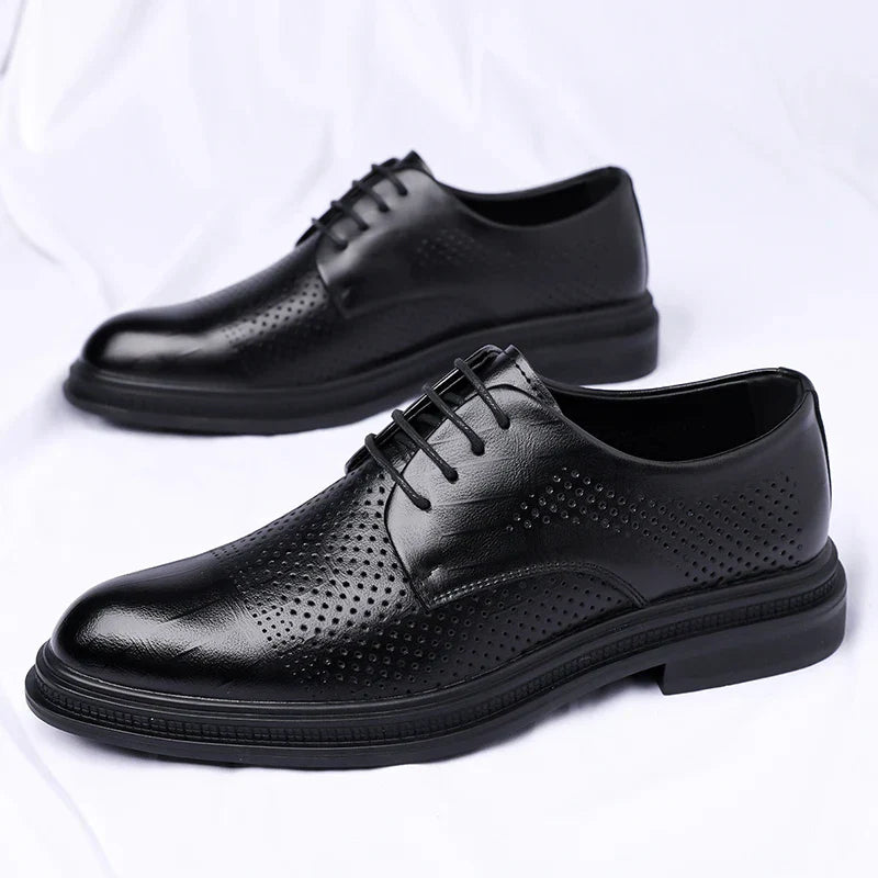Men's Formal Leather Shoes Lace Up Breathable Non-slip Rubber Sole Lightweight Comfortable Dress Shoes Office & Special Occasion