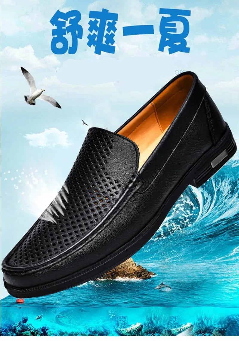 Genuine Leather Men's Shoes Classics Business Dress Shoes Moccasins Slip on Loafers Driving Shoes for Men Casual Shoe Big SIze48