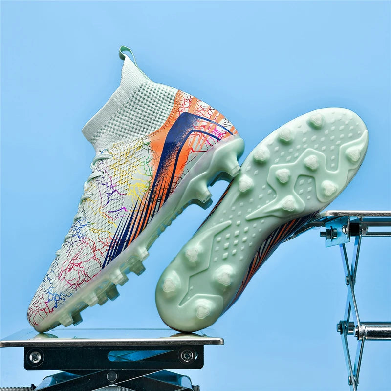 Men Soccer Shoes Professional Cleats High-Top Athletic Turf Football Boots Outdoor/Indoor Professional Futsal Training Sneakers