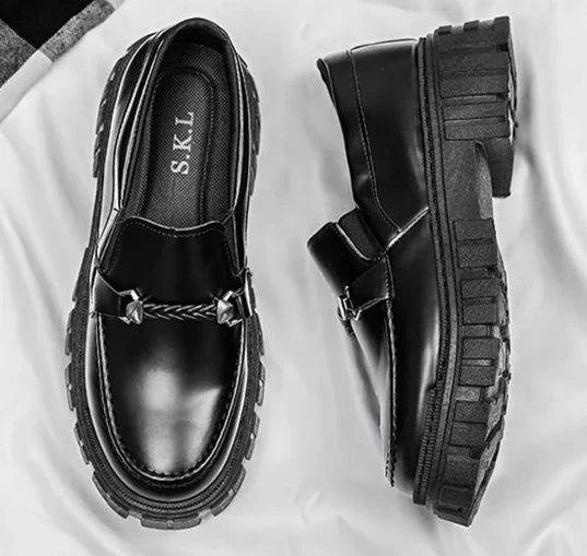 Man Casual Loafers Shoe Black Business Leather Shoes for Men Round Toe Height Increasing Platform Footwear Offer Shipping Free