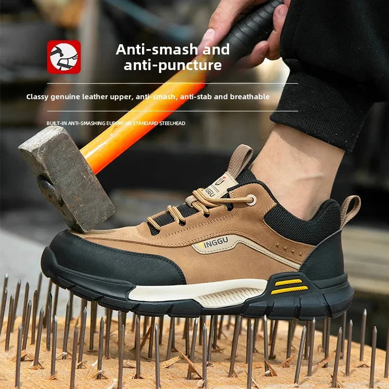 New Fashion 2025 Genuine Leather Insulation 10KV Work Safety Shoes Indestructible Multifunctional Sneakers Waterproof Male Boots
