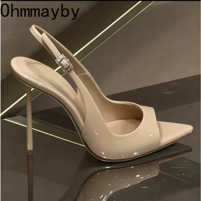 Sexy Thin High Heel Women Sandals Fashion Ankle Strap Singbacks Mules Shoes Summer Elegant Wedding Dress Sandalias Shoes